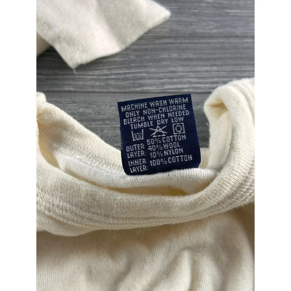 Vintage Duofold Thermal Shirt Mens XL Cream Wool Blend Long Sleeve Made in USA